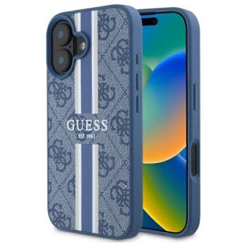   Guess GUHMP16SP4RPSB iPhone 16 6.1" 4G Printed Stripes MagSafe tok, kék