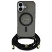 Guess GUHMP16SHCTSGNSK iPhone 16 6.1", Crossbody Cord Script MagSafe tok, fekete