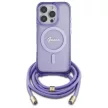 Guess GUHMP16LHCTSGNSU iPhone 16 Pro, 6.3" tok, lila hardcase Crossbody Cord Script MagSafe