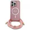 Guess GUHMP16XHCTSGNSP iPhone 16 Pro Max, 6.9" tok, rózsaszín hardcase Crossbody Cord Script MagSafe