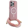 Guess GUHMP16XHCTSGNSP iPhone 16 Pro Max, 6.9" tok, rózsaszín hardcase Crossbody Cord Script MagSafe