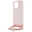 Guess GUHMP16XHCTSGNSP iPhone 16 Pro Max, 6.9" tok, rózsaszín hardcase Crossbody Cord Script MagSafe