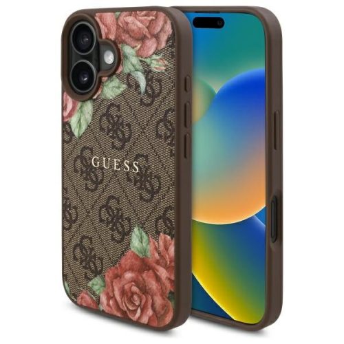 Guess GUHMP16SP4ROPEMCW iPhone 16 6.1" hardcase 4G Flowers Print MagSafe tok, barna