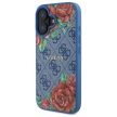 Guess GUHMP16SP4ROPEMCB iPhone 16 6.1" hardcase 4G Flowers Print MagSafe tok, kék