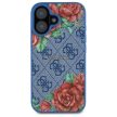 Guess GUHMP16SP4ROPEMCB iPhone 16 6.1" hardcase 4G Flowers Print MagSafe tok, kék