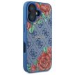 Guess GUHMP16SP4ROPEMCB iPhone 16 6.1" hardcase 4G Flowers Print MagSafe tok, kék