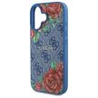 Guess GUHMP16SP4ROPEMCB iPhone 16 6.1" hardcase 4G Flowers Print MagSafe tok, kék