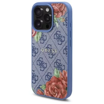   Guess GUHMP16LP4ROPEMCB iPhone 16 Pro 6.3" hardcase 4G Flowers Print MagSafe tok, kék