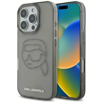   KARL LAGERFELD iPhone 16 Pro KLHCP16LHKHDCELK (IML Rhinestones S K Head) tok, fekete
