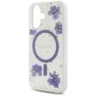 Guess Resin Flowers Glitter MagSafe iPhone 16 tok, lila