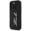 Karl Lagerfeld HC Grained PU Cardslot Metal Signature iPhone 16 Pro tok, fekete