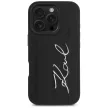 Karl Lagerfeld HC Grained PU Cardslot Metal Signature iPhone 16 Pro tok, fekete