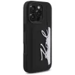 Karl Lagerfeld HC Grained PU Cardslot Metal Signature iPhone 16 Pro tok, fekete