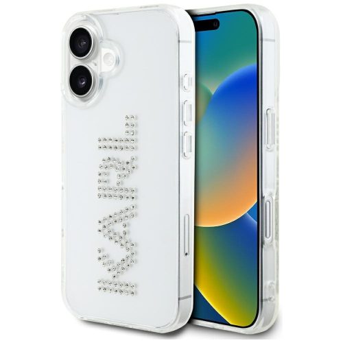 Karl Lagerfeld IML Rhinestones Logo iPhone 16 tok, átlátszó