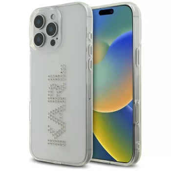   Karl Lagerfeld IML Rhinestones Logo iPhone 16 Pro tok, átlátszó