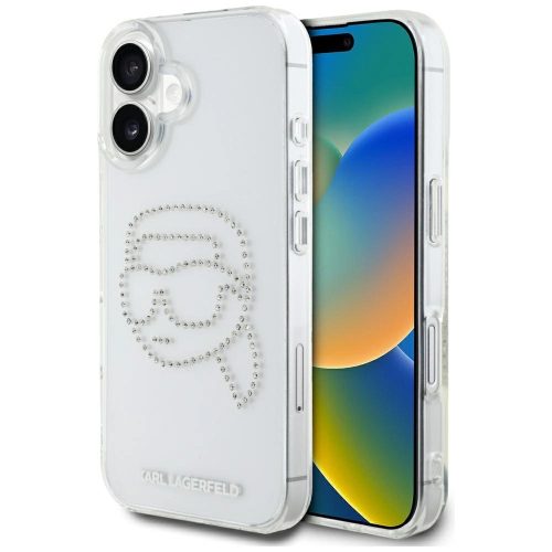 KARL LAGERFELD iPhone 16 KLHCP16SHKHDCELT (IML Studs K Head) tok, átlátszó