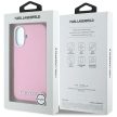 Karl Lagerfeld Saffiano Full Wrapped Elongated Metal Logo MagSafe iPhone 16 tok, rózsaszín