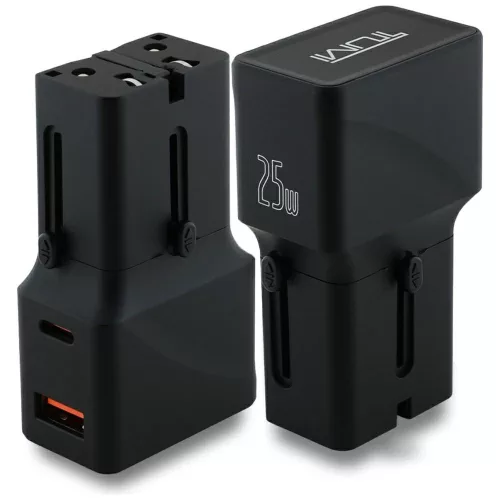 TUMI Power Charger utazó hálózati töltő 25W USB-C / USB-A, fekete