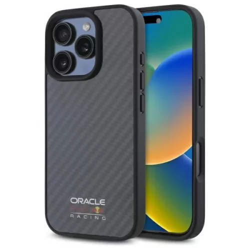 Red Bull RBHMP16L24CFILSK iPhone 16 Pro 6.3" hardcase Carbon Fiber Shiny Logo MagSafe tok, fekete
