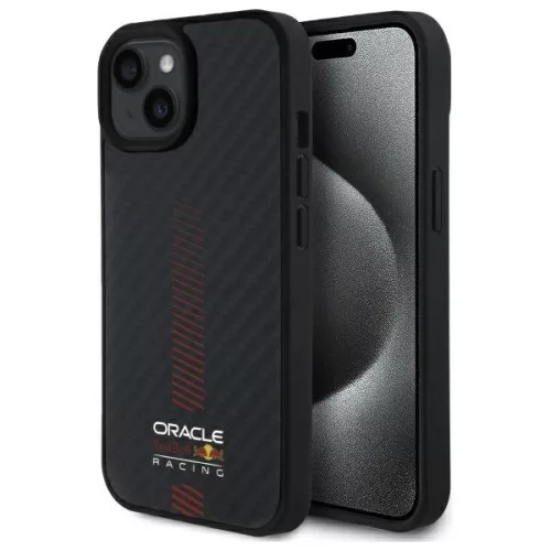 Red Bull RBHMP15S24CFGSMK iPhone 15 6.1" Carbon Fiber Power Bar MagSafe tok, fekete