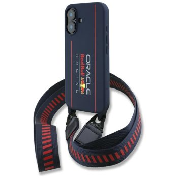   Red Bull RBHMP16S24SISOLRV iPhone 16 6.1" hardSilicone Case Strap and Vertical Logo MagSafe tok, sötétkék