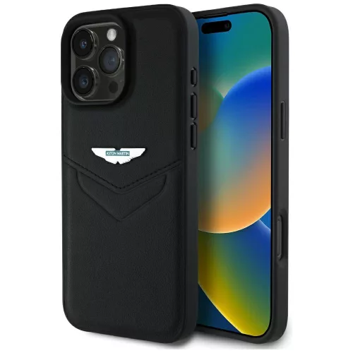 Aston Martin HC Leather Victory Design iPhone 16 Pro Max tok, fekete