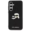 Karl Lagerfeld KLHCS24FEPGKLKCPK Samsung Galaxy S24 FE hardcase Monogram Karl&Chaoupette Head Pin tok, fekete
