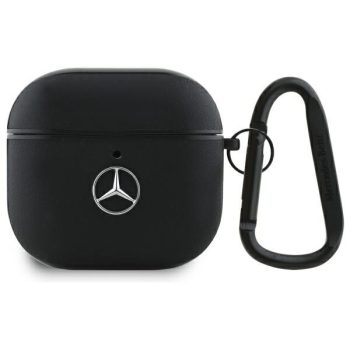   Mercedes MEA4CSLBK AirPods 4 cover Leather Metal Logo tok, fekete
