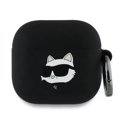 Karl Lagerfeld KLA4RUNCHK AirPods 4 cover Silicone Choupette Head 3D tok, fekete
