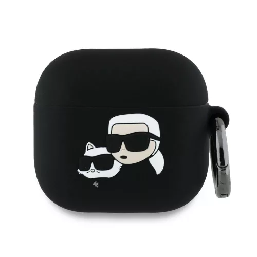 Karl Lagerfeld KLA4RUNKCHK AirPods 4 cover Silicone Karl&Chaupette Head 3D tok, fekete