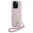 Karl Lagerfeld Quilted Initial Logo & Chain Strap iPhone 16 Pro tok, rózsaszín