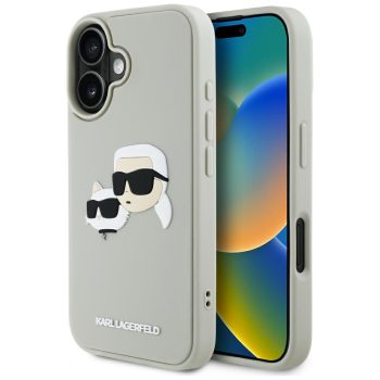   Karl Lagerfeld HC 3D Rubber Double Heads iPhone 16 tok, bézs
