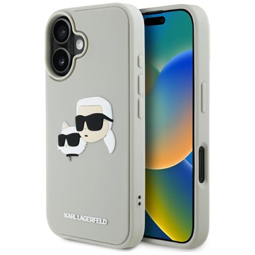 Karl Lagerfeld HC 3D Rubber Double Heads iPhone 16 tok, bézs