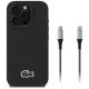 Lacoste Set 2in1 tok + USB-C kábe Iconic Petit Pique Woven MagSafe iPhone 16 Pro Max tok, fekete