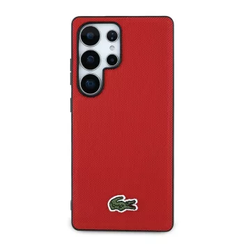   Lacoste Iconic Petit Pique Woven Logo MagSafe Samsung Galaxy S25 tok, piros