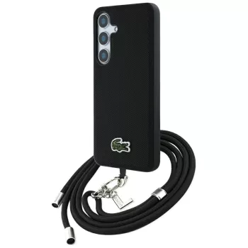   Lacoste Iconic Petit Pique Woven Logo CBDY Strap MagSafe Samsung Galaxy S25 tok, fekete