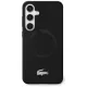 Lacoste Silicone Microfiber W/ Silver Croc Logo MagSafe Samsung Galaxy S25 tok, fekete