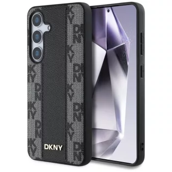   DKNY Leather Checkered Pattern MagSafe Samsung Galaxy S25 tok, fekete