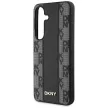 DKNY Leather Checkered Pattern MagSafe Samsung Galaxy S25 tok, fekete