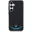 Mercedes Leather Contrasted Blue Horizontal Curve MagSafe Samsung Galaxy S25 tok, fekete