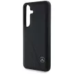 Mercedes Leather Curved Stitches Samsung Galaxy S25 tok, fekete