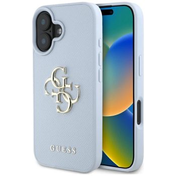   Guess Hardcase PU Grained Big 4G Classic Logo Case iPhone 16 6,1" tok, kék