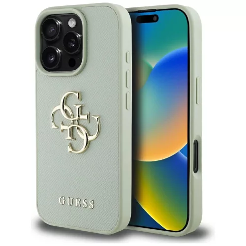 Guess Hardcase PU Grained Big 4G Classic Logo Case iPhone 16 Pro 6,3" tok, zöld