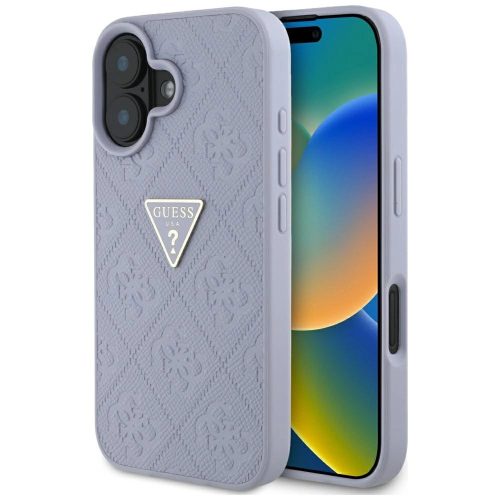 Guess Hardcase PU Grained Hot Stamp 4G Triangle Metal Case iPhone 16 6,1" tok, lila
