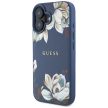 GUESS iPhone 16 MagSafe GUHMP16SPGNMPLMB (PU Grained Flowers Classic Logo) tok, kék