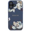 GUESS iPhone 16 MagSafe GUHMP16SPGNMPLMB (PU Grained Flowers Classic Logo) tok, kék