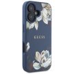 GUESS iPhone 16 MagSafe GUHMP16SPGNMPLMB (PU Grained Flowers Classic Logo) tok, kék