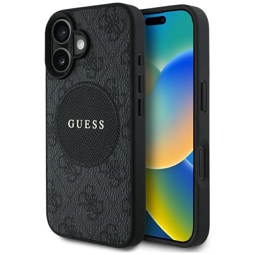 Guess 4G Circle Classic Logo MagSafe iPhone 16 tok, fekete