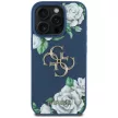 Guess Grained tok, rózsaszíns Big 4G logo iPhone 16 Pro Max tok, kék
