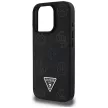 Guess Grained Hot Stamp Peony  Triangle Logo MagSafe iPhone 16 Pro tok, fekete